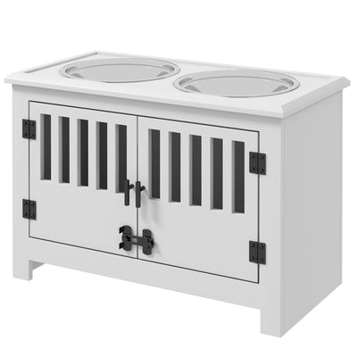Dog Food Storage Cabinet with Bowls & Dog Feeding Station, White - 5 - CJ