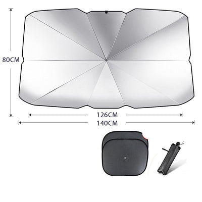 Foldable Car Windshield Sun Shade Umbrella UV Protection Heat Insulation Parasol Auto Front Window Cover Interior Protector Summer Gadgets - 0 - CJ - Titanium silver - Large with 2pcs mesh - CJQT123821517QJ