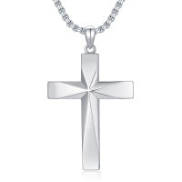 925 Sterling Silver Cross Pendant Necklace With Christian Bible Verse