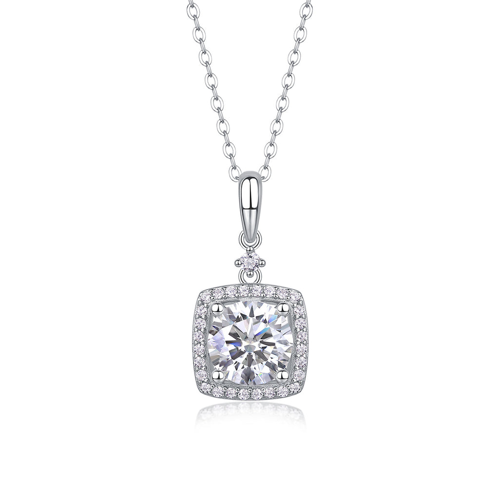 Innocent Mary Luxury Fashion Diamond Pendant Necklace Set With Mosan Diamond Silver Ornaments