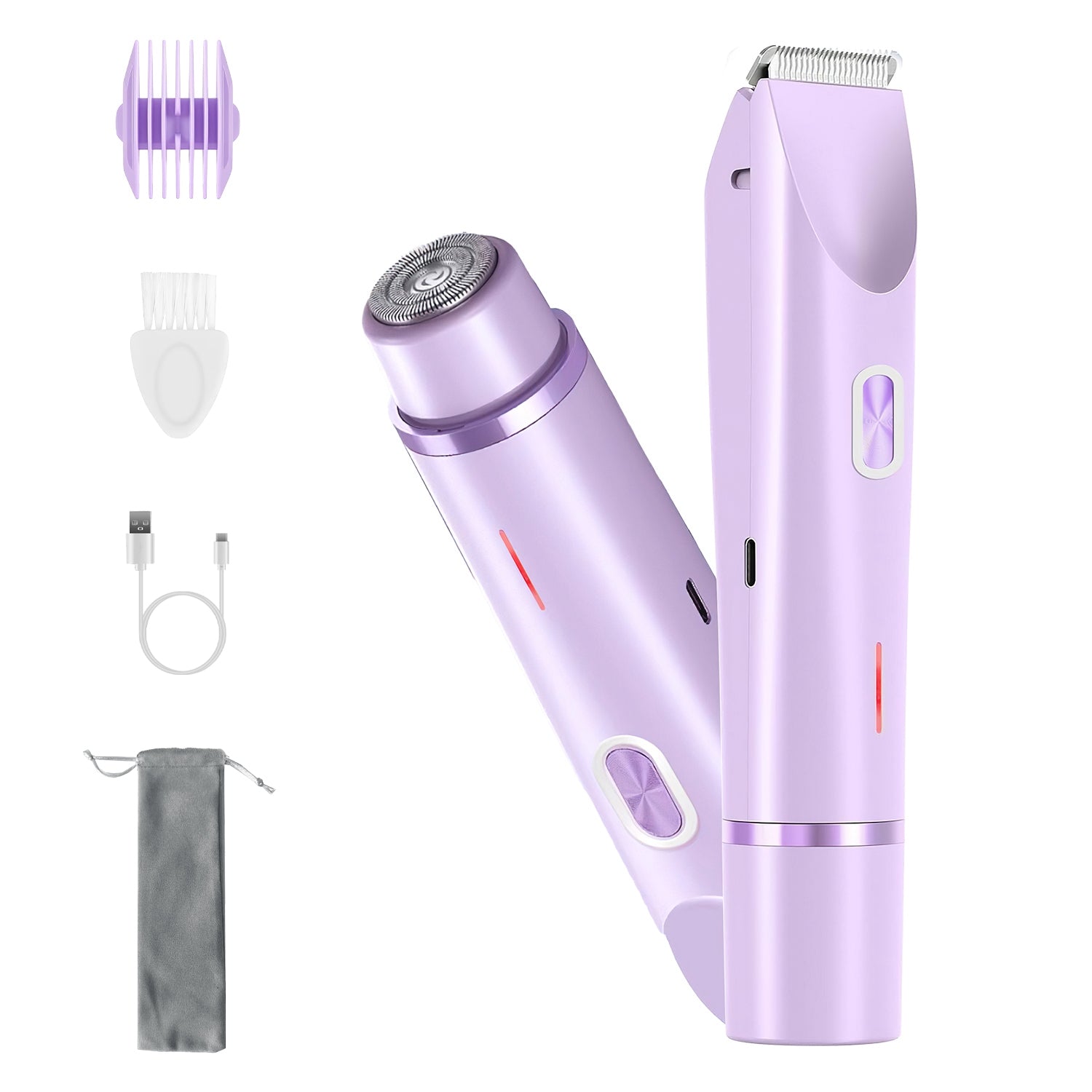 1Pc 2 In 1 Bikini Trimmer For Women Dual Head Cordless Body Shaver IPX7 Waterproof Rechargeable Pubic Hair Razor Wet And Dry Use For Bikini Underarm Leg Arm Body Face - 5 - CJ