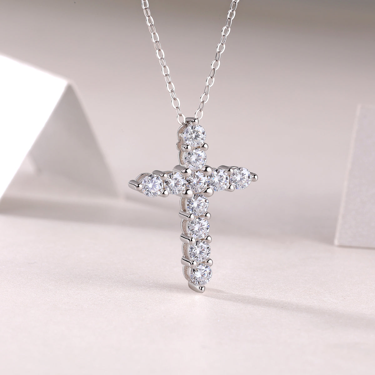 1Faith Luxury Fashion Diamond Pendant Necklace Set With Mosan Diamond Silver Ornaments Prohibit TikTok sales - 5 - CJ