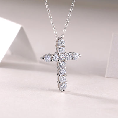 1Faith Luxury Fashion Diamond Pendant Necklace Set With Mosan Diamond Silver Ornaments Prohibit TikTok sales - 5 - CJ