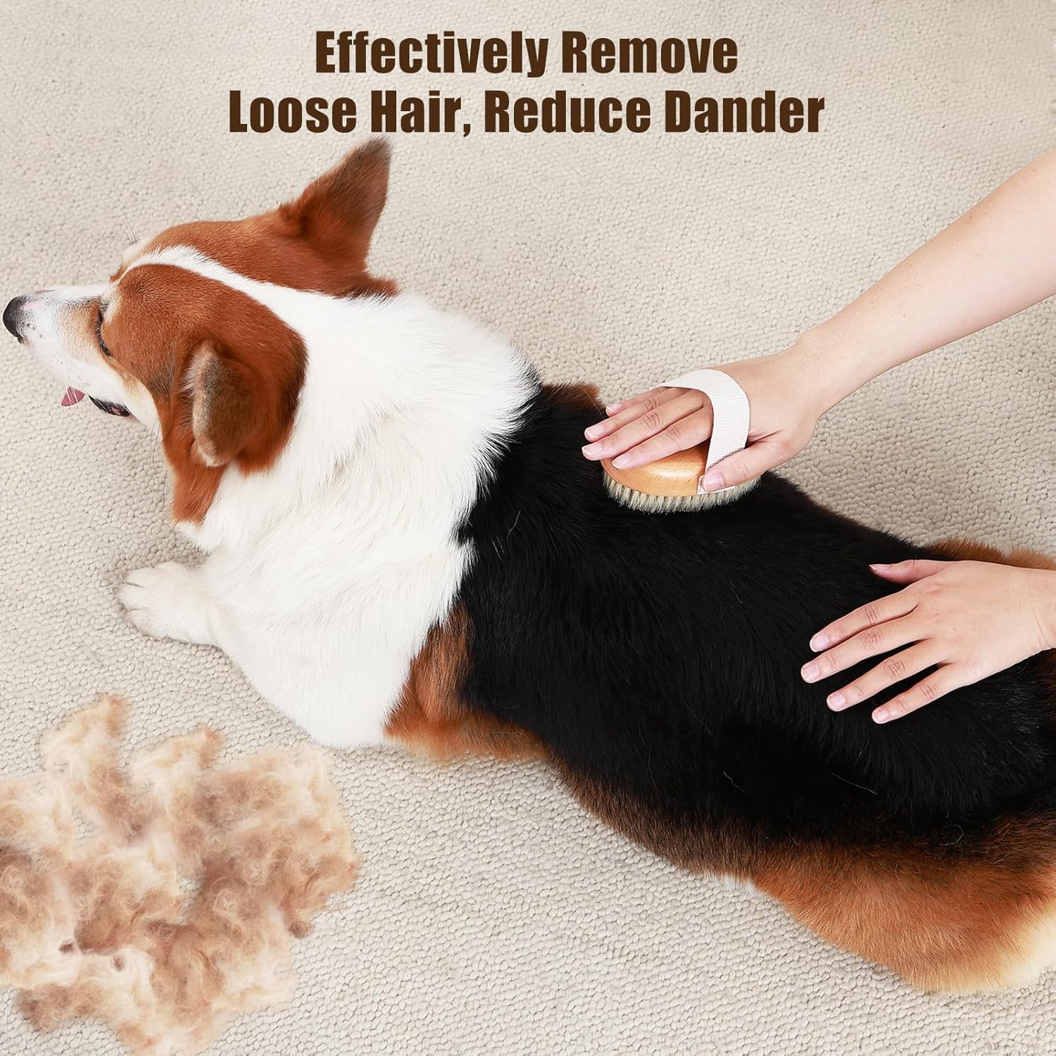 Soft Boar Bristle Pet Palm Brush For Short Haired Dogs And Cats With Band Reduce Shedding Ergonomic Dog Brush Easy To Hold And Reduces Stress On Your Wrist Ideal For Daily Grooming - 4 - CJ