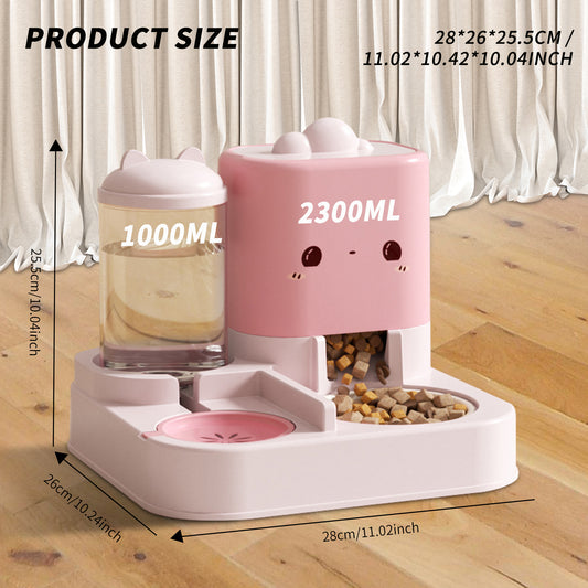 Super Cute Pink Cartoon Shaped Pet Feeding And Drinking Device, Filled With Cute Elements, Paired With Thoughtful Large Capacity Design, Easily Solves The Problem Of Pet Hunger And Thirst During Short - 5 - CJ