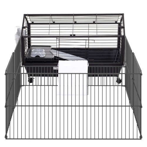 Small Animal Play Fence Cage With Rolling Casters, Water Bottle - 5 - CJ