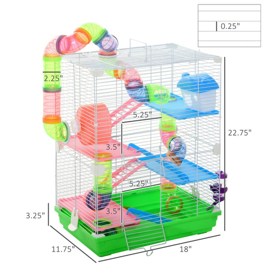 5 Tiers Hamster Cage Portable Animal Travel Carrier W Exercise Wheels Tube - 5 - CJ