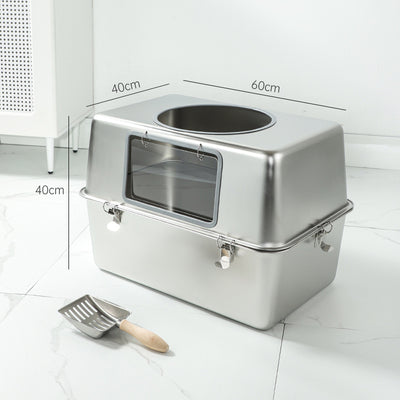 Alloy Litter Box Easy To Clean Widen And Thicken Leak - proof Sand Large Space Semi - closed Cat Toilet - 0 - CJ