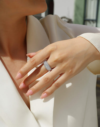 1Moonlit Night Stars - A Fashionable Diamond Jewelry Piece Set With Moissanite S925 Sterling Silver And Platinum Diamond Ring Prohibit TikTok sales - 5 - CJ