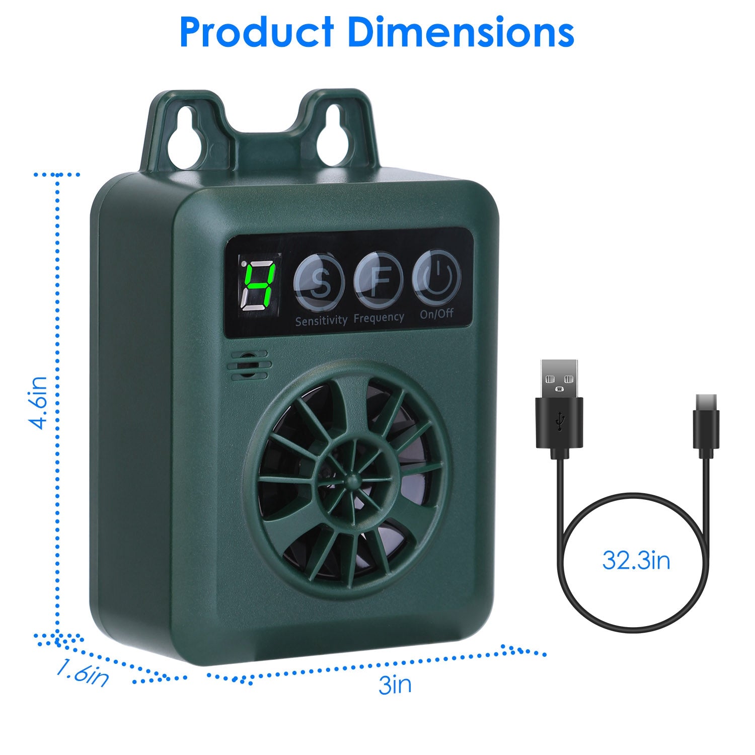 1Pc Anti - barking Device 49.2Feet Sensing Ultrasonic Bark Deterrent With 4 Frequency Levels 4 Sensitivity Levels Indoor Outdoor Dog Bark Control - 5 - CJ