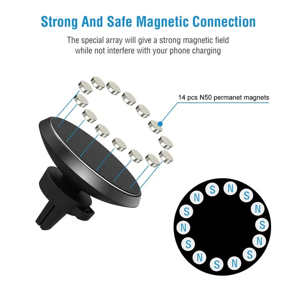 Qi Wireless Car Charger Magnetic Car Phone Charger 5W Charging Pad Air Vent Phone Mount Holder - 5.0 - CJ