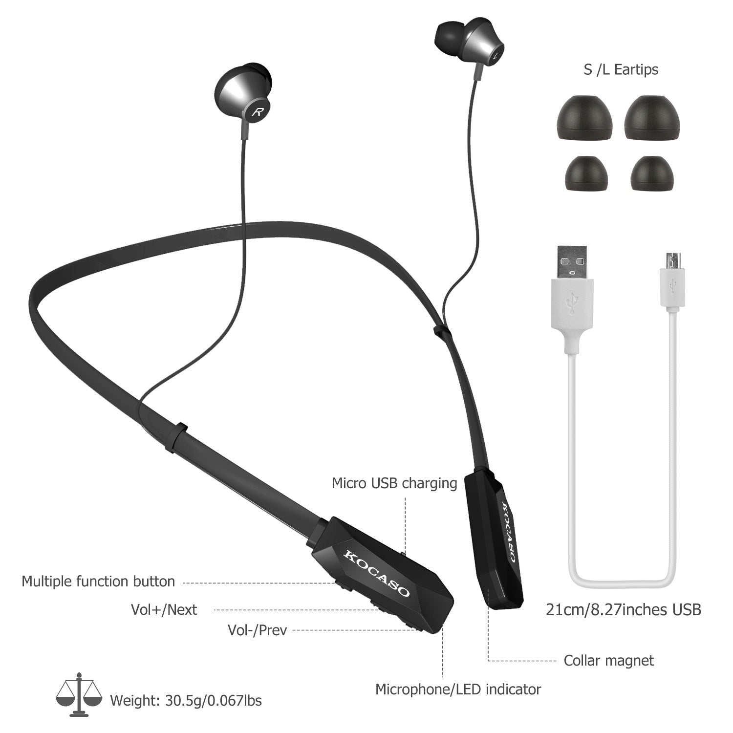 Black-Red Color Options -- 1Pc Wireless Neckband Headphones V4.2 Sweat-proof Sport Headsets Earbuds In-Ear Magnetic Neckbands Stereo Earphone Deep Bass Earphone With Mic 15Hrs Work Running Hiking