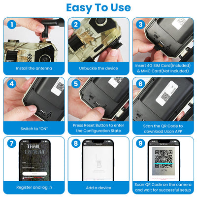 1Pc 4G 4K 30FPS Solar Trail Camera Outdoor Wildlife Camera Motion Activated IP66 Waterproof With 140 Degree Viewing Angle No Glow Night Vision SIM Card APP Control No WiFi Needed - 5 - CJ
