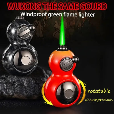 Father's Day Gift On June 15th: Metal Windproof Torch Lighter, Portable In Gourd Shape, Windproof Green Flame, Rotating And Playable Body To Relieve Stress, Surprise Gift, Festival Party, Outdoor (wit - 5 - CJ