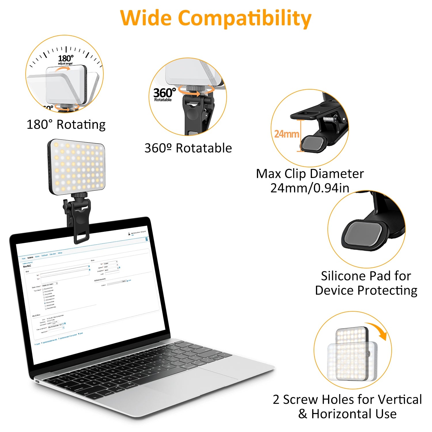 1Pc Rechargeable Selfie Light Fill Light 2000mAh Portable Clip On Light With 3 Light Modes 10 Brightness Levels For Phone Laptop Live Stream Make Up Photography - 5 - CJ