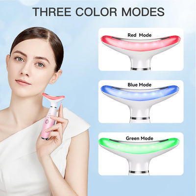 Neck Face Massager, Skin Care Face Massage Tool, 3 - in - 1 Facial Massager, Face Sculpting Tool With Thermals, Vibration - 5 - CJ