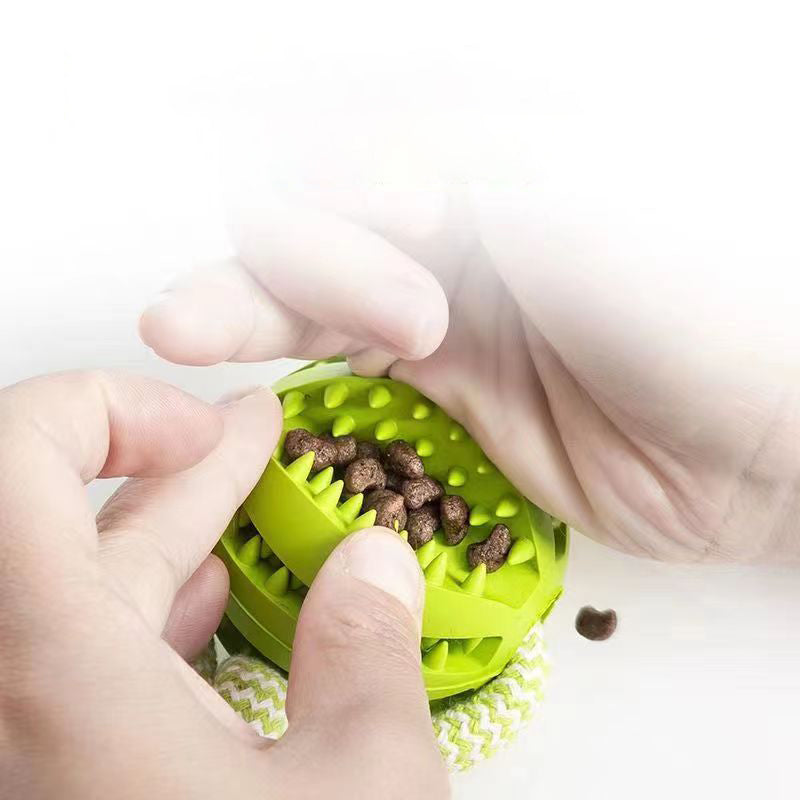 Dog Toys Treat Balls Interactive Hemp Rope Rubber Leaking Balls For Small Dogs Chewing Bite Resistant Toys Pet Tooth Cleaning Bite Resistant Toy Ball For Pet Dogs Puppy - 5 - CJ