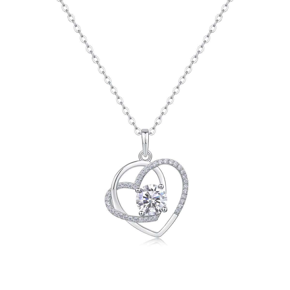 1Heart To Heart - A Fashionable And Luxurious Diamond Jewelry Pendant Set With 1 - carat Moissan Diamond S925 Sterling Silver And Platinum Plating Prohibit TikTok sales - 5 - CJ