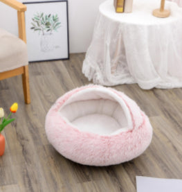 2 In 1 Dog And Cat Bed Pet Winter Bed Round Plush Warm Bed House Soft Long Plush Pets Bed Pet Products - 0 - CJ