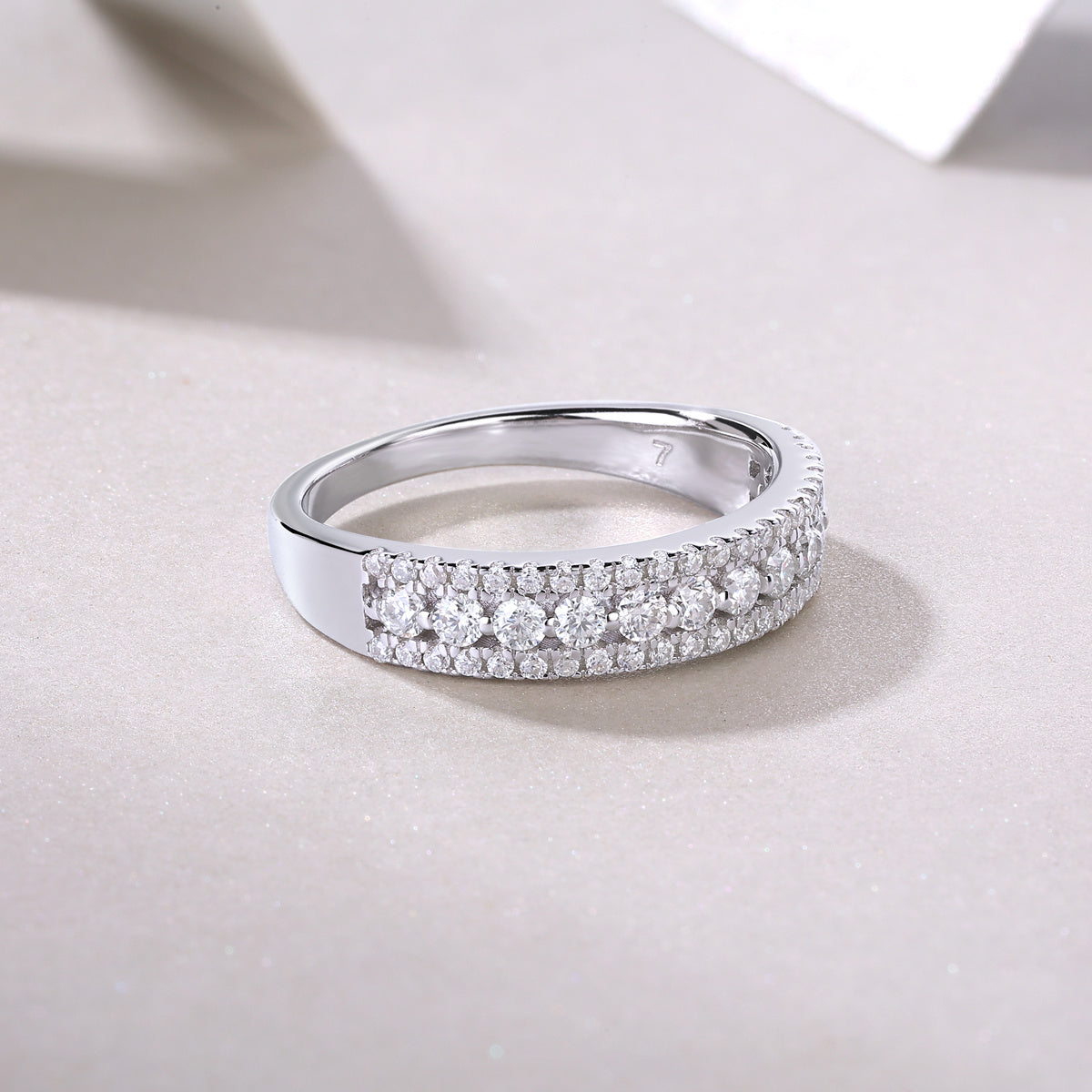Luxury Fashion Multi-row Diamond Ring With Moissanite Silver Ring