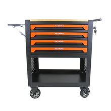 4 DRAWERS MULTIFUNCTIONAL TOOL CART WITH WHEELS AND WOODEN TOP - ORANGE - 5 - cjdropshipping