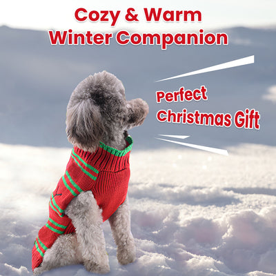 2 Patterns 4 Sizes Option - 1Pc Pet Christmas Turtleneck Sweater Dog Cat Christmas Clothes Snowman Stripes Costume Winter Holiday Sweater For Small Medium Kitten Puppy Cats Dogs - 5 - CJ
