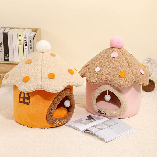 Removable Mushroom House Cat Nest Pet House Puppy - 0 - CJ