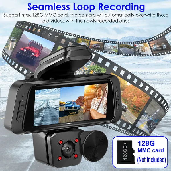 1080P FUD 3 Channel WiFi Dash Cam 170° Wide Angle Triple Car Camera With IR Night G - Sensor Motion Detection Loop Recording App Control Support 128G Max - 5 - cjdropshipping