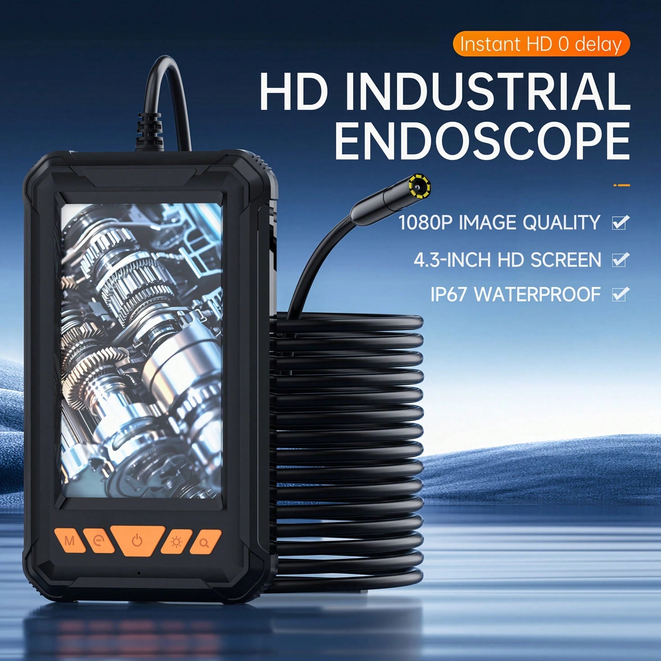 Handheld Industrial Endoscope Camera With 4.3 Inch IPS Screen IP67 HD Inspection Borescope 8 Adjustble LED - 1080P HD Borescope, - Portable Inspection Camera With Semi - Rigid Cord & Probe For, Plumbin - 5 - CJ