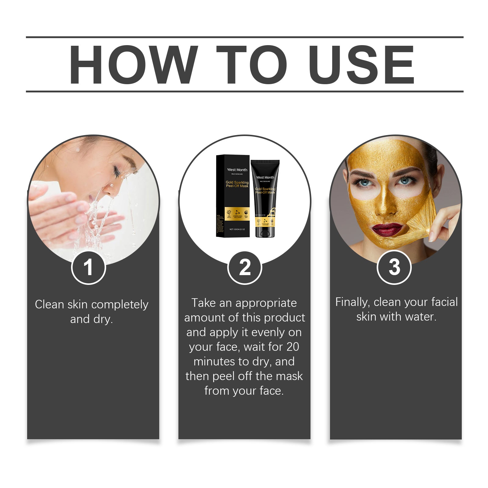 West Month Gold Peel Mask, 24k Gold Collagen Peel Mask Firming Moisturizing And Cleansing MaskWest Month Gold Peel Mask, 24k Gold Collagen Peel Mask Firming Moisturizing And Cleansing Mask - 5 - CJ