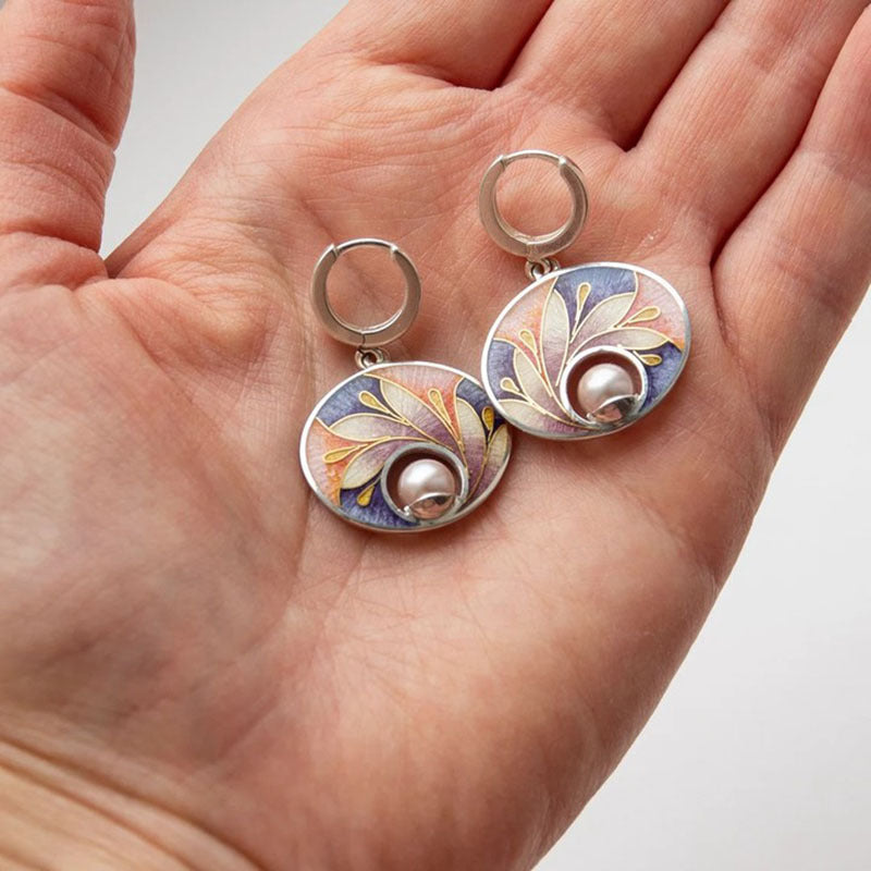 Fashion Exquisite Flower Enamel Pearl Earrings - 0 - CJ