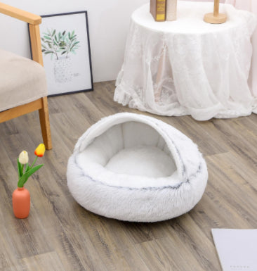 2 In 1 Dog And Cat Bed Pet Winter Bed Round Plush Warm Bed House Soft Long Plush Pets Bed Pet Products - 0 - CJ