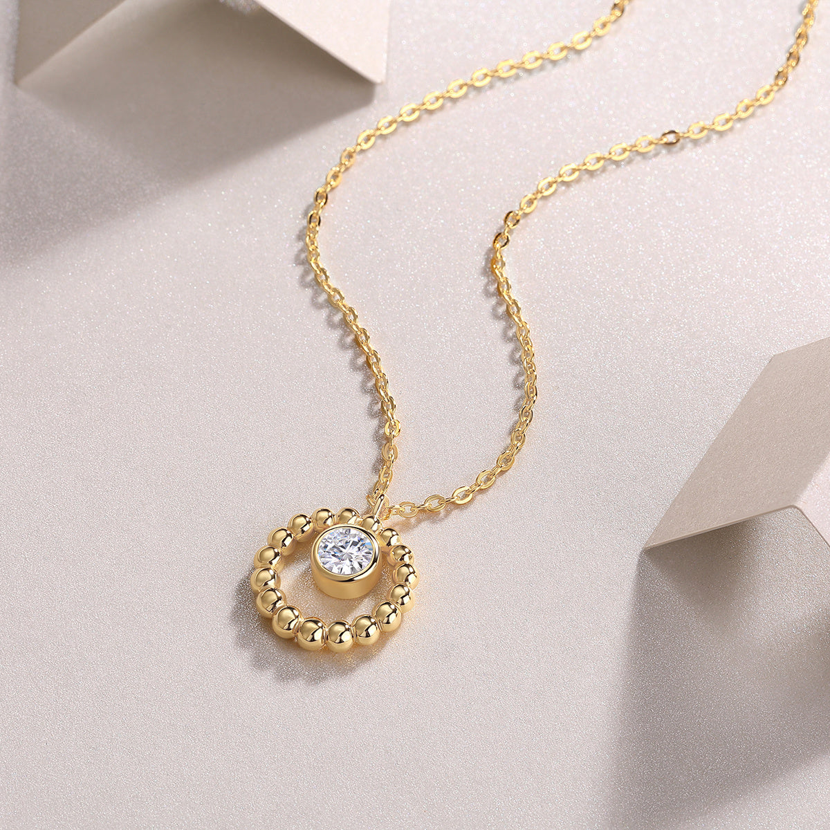 Moon Pearl - A Fashionable And Trendy Diamond Pendant Necklace Set With 0.5-carat Moissanite S925 Sterling Silver And Gold Plating