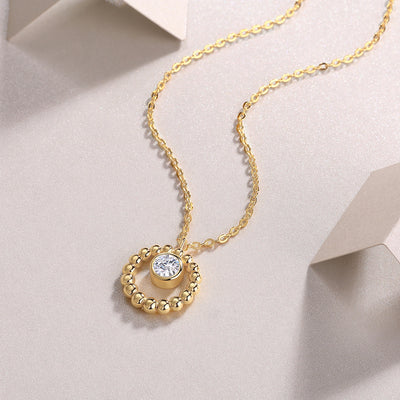 1Moon Pearl - A Fashionable And Trendy Diamond Pendant Necklace Set With 0.5 - carat Moissanite S925 Sterling Silver And Gold Plating Prohibit TikTok sales - 5 - CJ