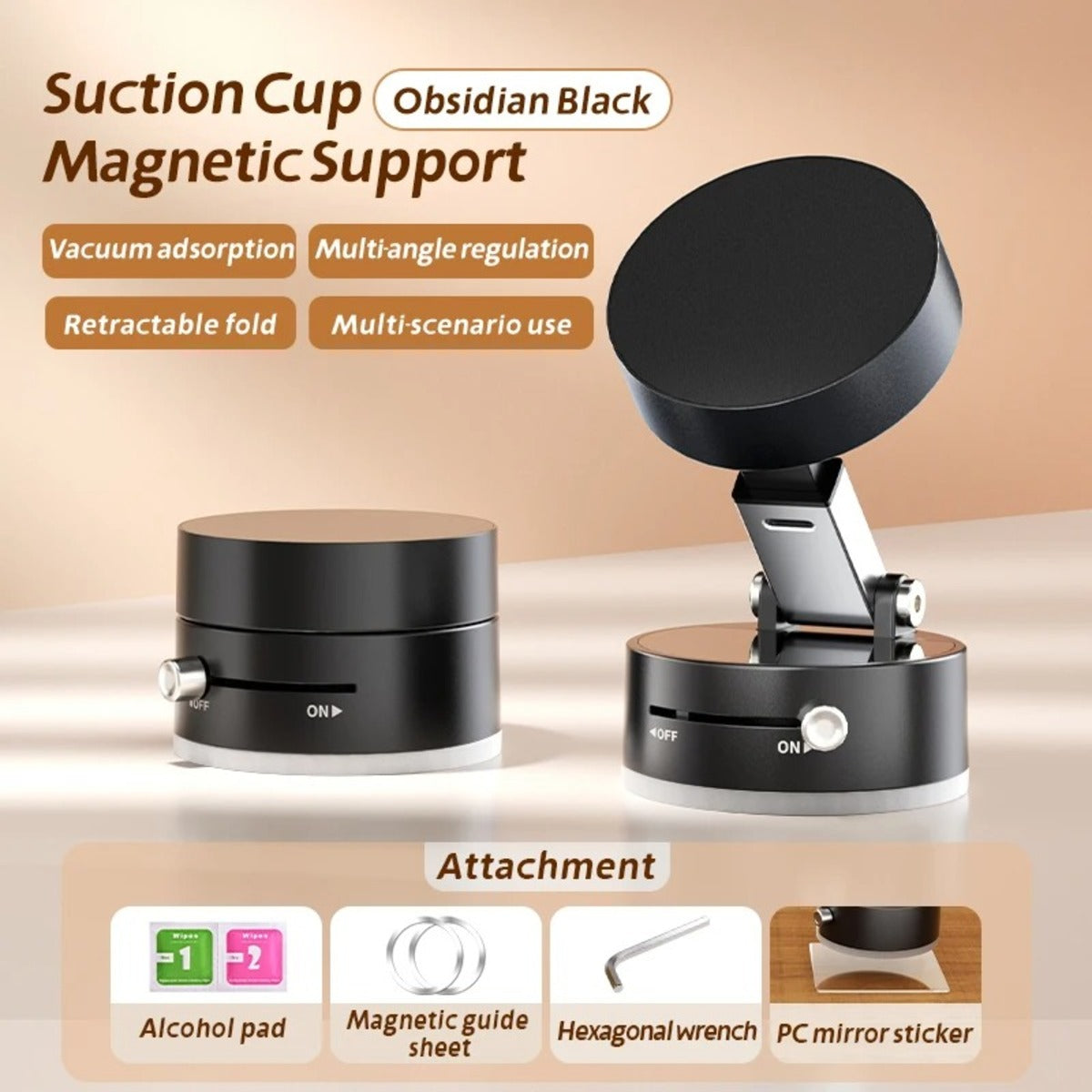 Ultra Magnetic Phone Holder Foldable Car Phone Mount Dashboard Phone Bracket 360 Degree Rotation Vacuum Suction Cup GPS Stand - 5.0 - CJ