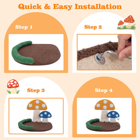 Mushroom Cat Bed Cat Claw Scratcher With Wide Bed And Sisal Scratch Panel - 5 - CJ