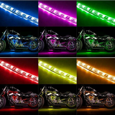 12X RGB Motorcycle LED Light Kit Under Glow Body Strip For Harley - Davidson - 5.0 - cjdropshipping