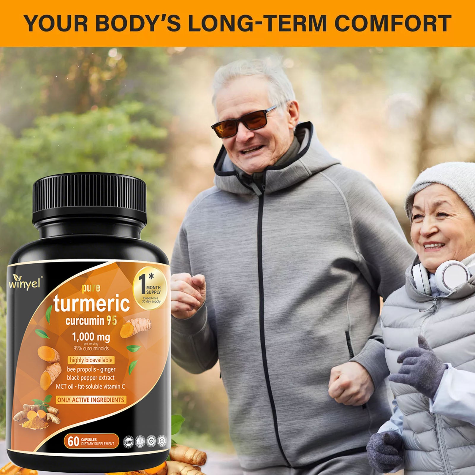 Premium Turmeric Curcumin Supplements 1000mg - Great Absorption Rate - Supports Heart, Brain And Joint Health - 60 Capsules - 5 - CJ