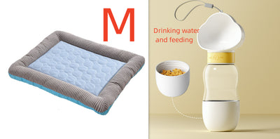 Pet Cooling Pad Bed For Dogs Cats Puppy Kitten Cool Mat Pet Blanket Ice Silk Material Soft For Summer Sleeping  Blue Breathable - 0 - CJ - Blue set - M - CJJT100652108HS
