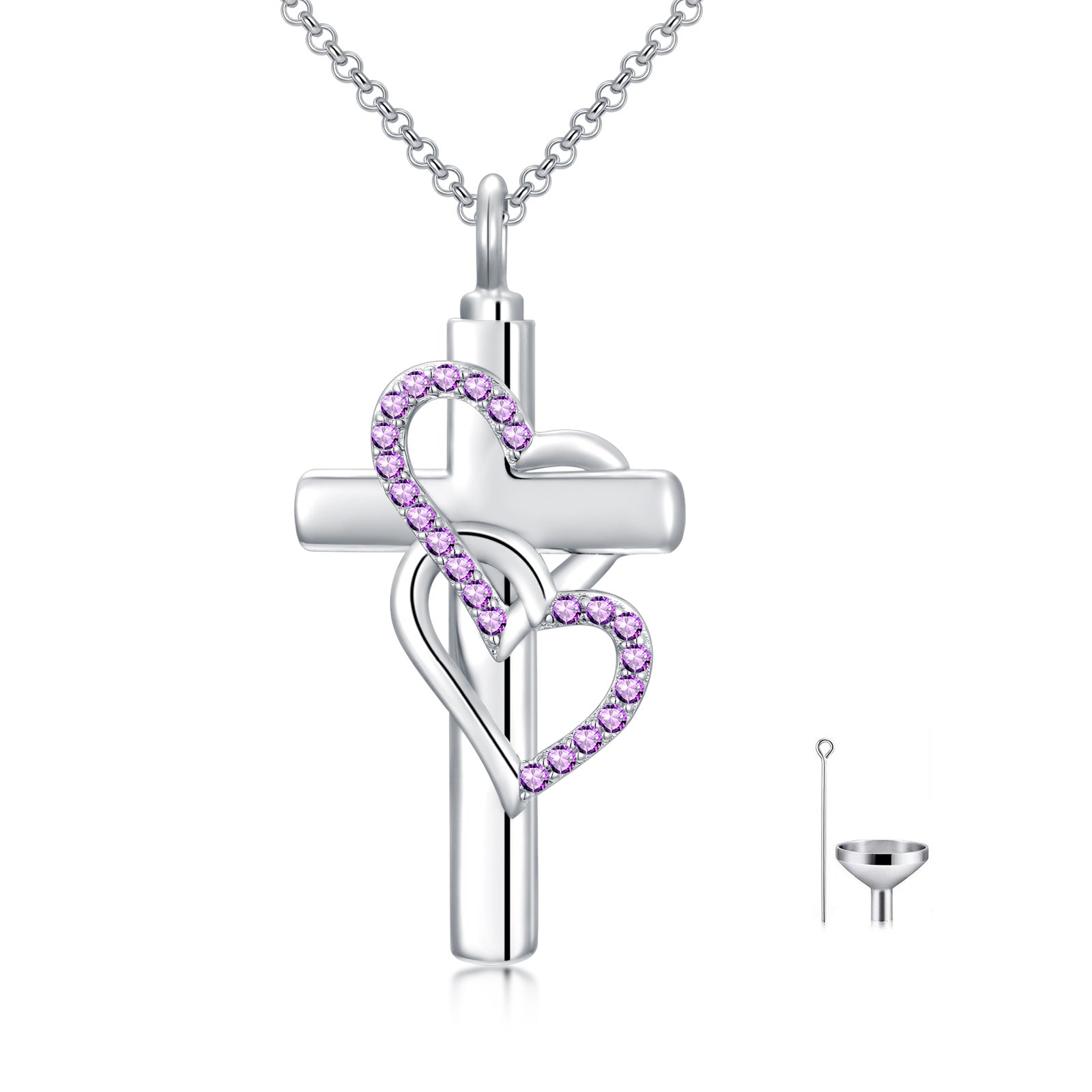 Cross Sterling Silver Ashes Urn Heart Pendant Necklace As Cremation Keepsake Jewelry - 5 - cjdropshipping