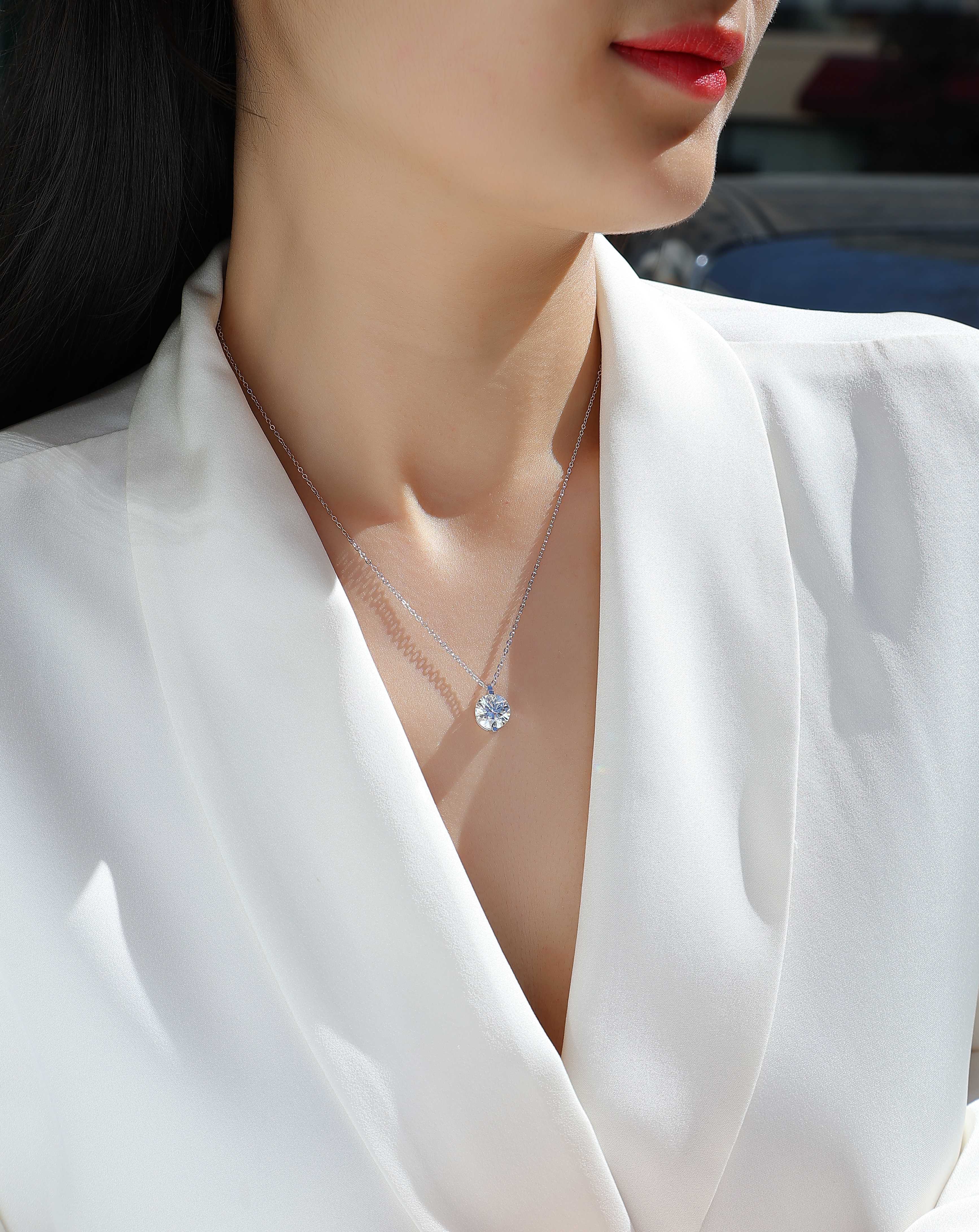 1Time Lasts - A Fashionable And Luxurious Diamond Jewelry Pendant Set With 2 - carat, 3 - carat And 5 - carat Moissan Diamonds, S925 Sterling Silver And Platinum Plating Prohibit TikTok sales - 5 - cj