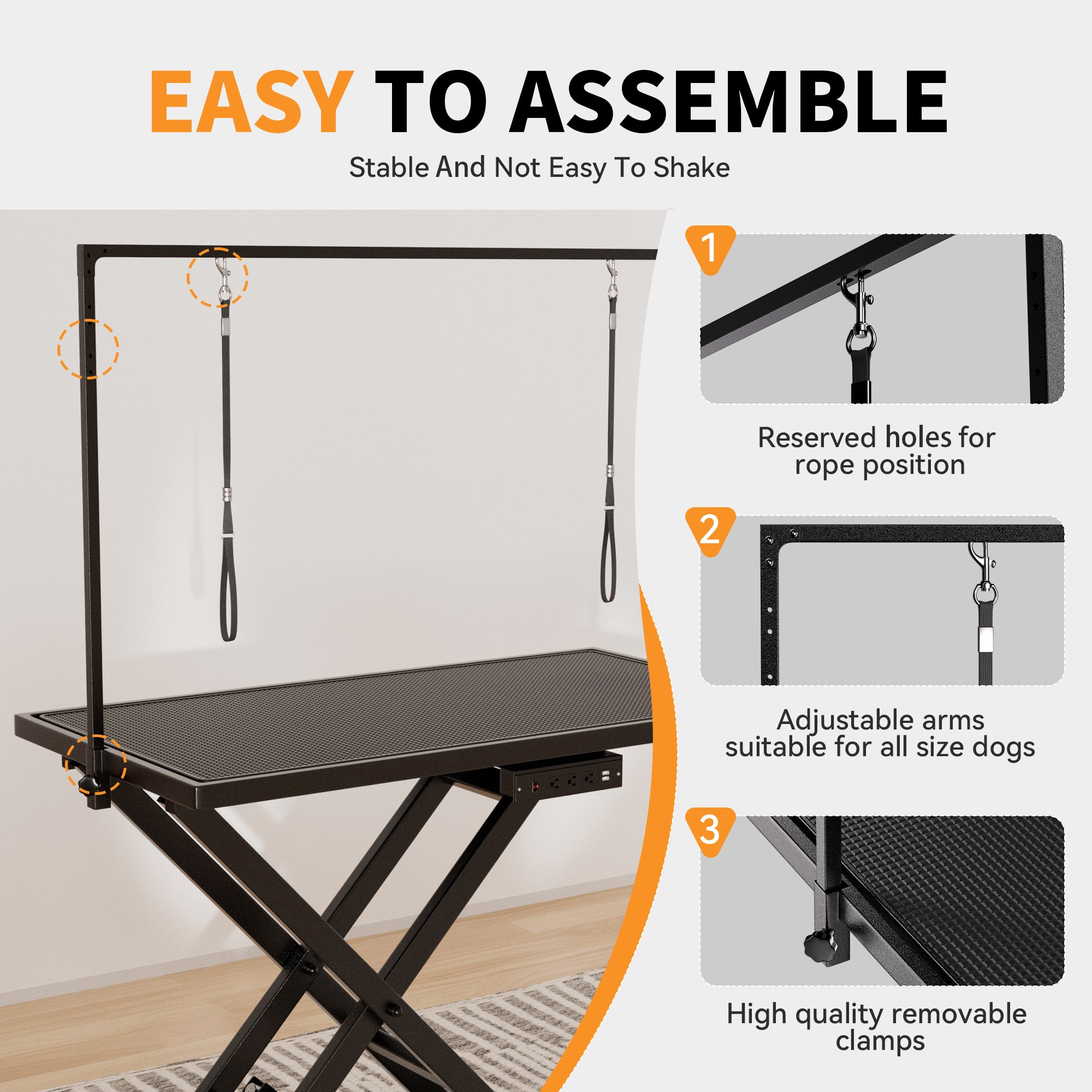 Height Adjustable Pet Grooming Table, Equipped With Leveling Wheels, Dog Grooming Arms, Anti Slip Tabletop, And Tool Organizer 50 Inches, Black, Prohibited Platform Temu - 5 - CJ