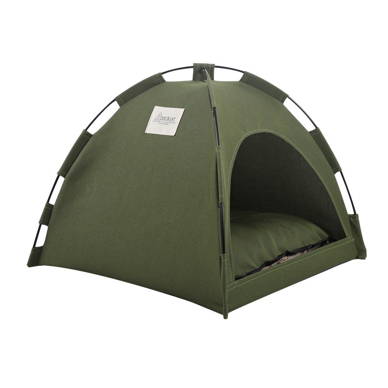 Cat Tent Cooling Mat  Dog House Pet Sofa Camping Dog Bed With Cushion For Dog Kennel Indoor Cat Nest Cat Bed Pets Products - 0 - CJ - Military Green - L - CJMY172457403CX