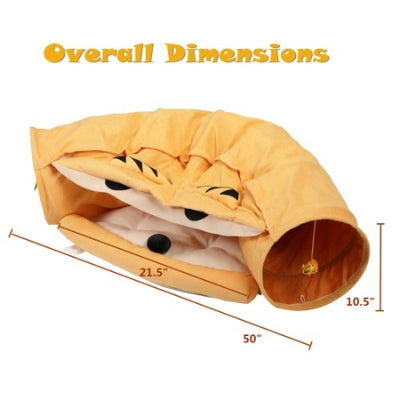 Cat's Telescopic Tunnel Cushioned Bed Pet Nest Teasing Balls Zipper Connection Feline Supplies - 5 - CJ