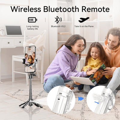 Phone Selfie Tripod Small With Romote - 3 In 1 Cell Phone Tripod Stick 4 Sections Extenable Foldable Pocket Size 2 Cold Shoe Mount 360 Degree Rotation 33ft Remote Control For Phone Smartphone - 5 - CJ