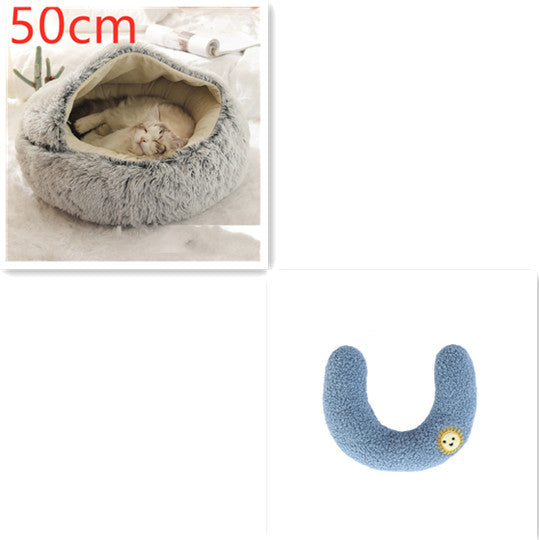 2 In 1 Dog And Cat Bed Pet Winter Bed Round Plush Warm Bed House Soft Long Plush Pets Bed Pet Products - 0 - CJ