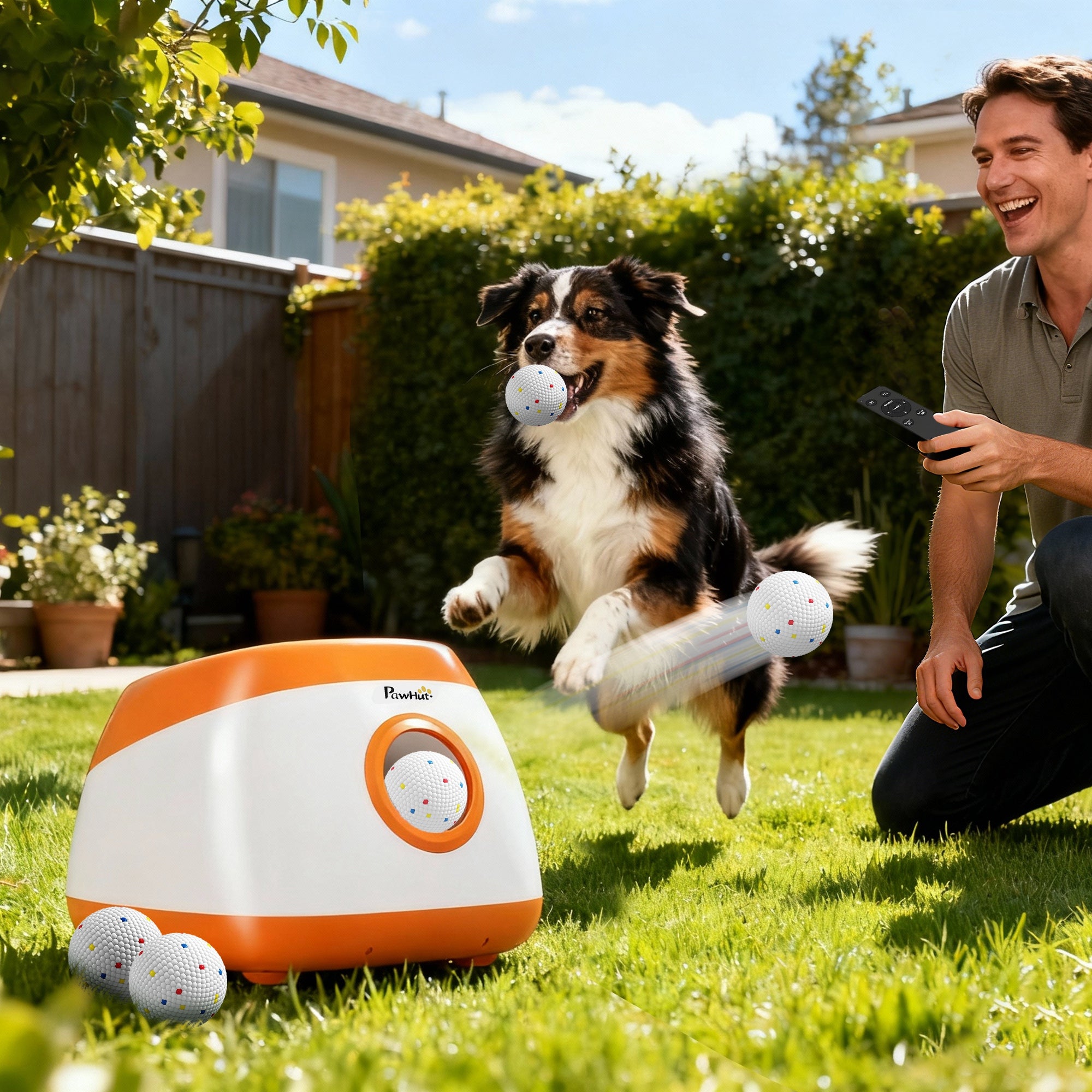 Automatic Dog Ball Launcher with 26 - 79 FT Distance, Automatic Ball Launcher for Medium and Large Dogs, Orange - 5 - CJ