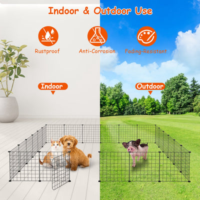 1Pc Small Animal Playpen With Door Dog Metal Playpen Small Medium Kitten Puppy Guinea Pig Rabbit Kennel Small Animal Cage Metal Wire Fence For Indoor Outdoor Yard Camping - 5 - CJ