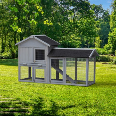 Rabbit Hutch Outdoor Bunny Cage Indoor,Extensible Chicken Coop With Large Run Space - No Leak Plastic Tray - 5 - CJ