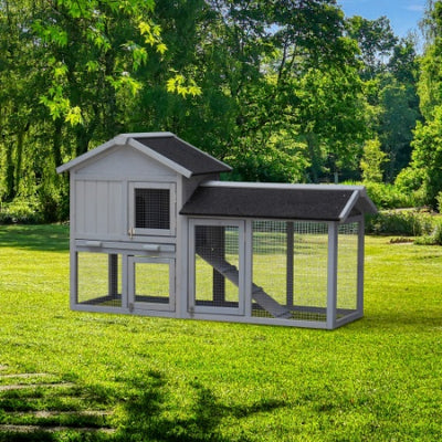 Rabbit Hutch Outdoor Bunny Cage Indoor,Extensible Chicken Coop With Large Run Space - No Leak Plastic Tray - 5 - CJ